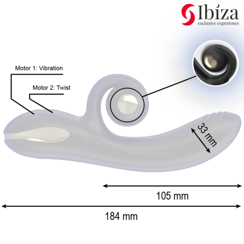 VIBRADOR TWISTER CON ESTIMULADOR CURVE Y VIBRO-ROTACIÓN - IBIZA