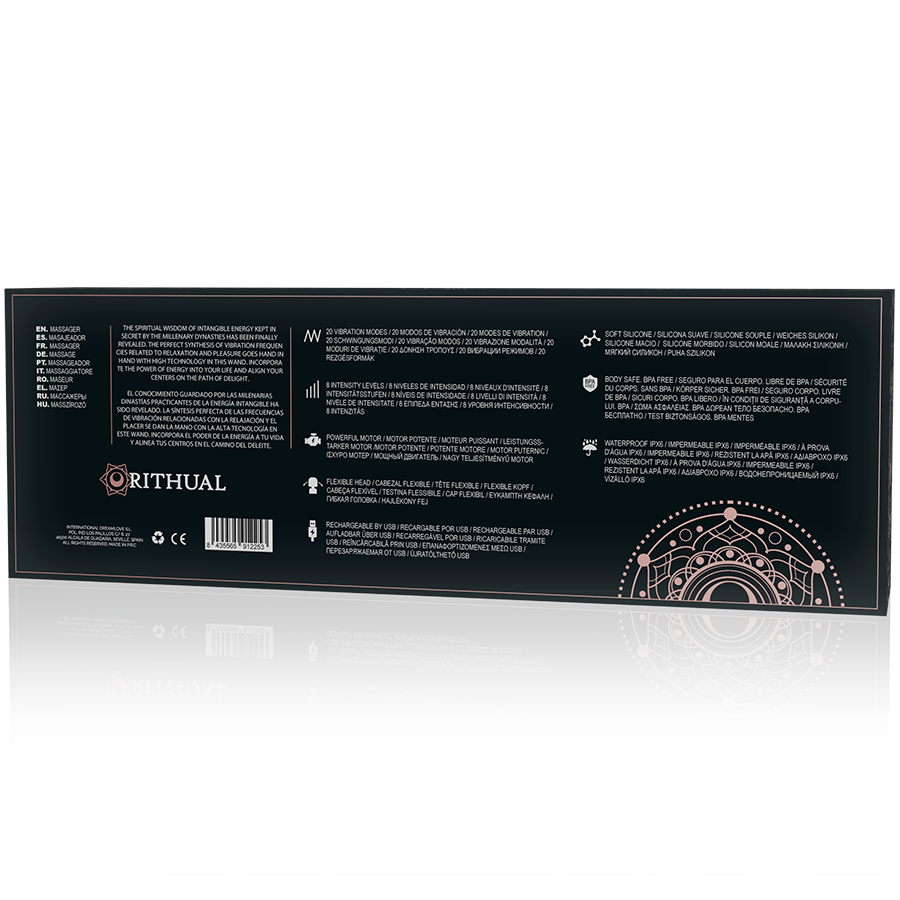 MASAJEADOR RITHUAL AKASHA WAND RECARGABLE POTENTE 2.0 NEGRO