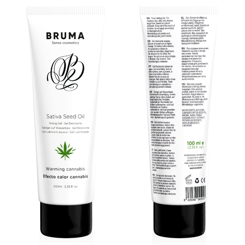 LUBRICANTE GEL DESLIZANTE CON ACEITE DE SEMILLA EFECTO CALOR SABOR CANNABIS 100 ML - BRUMA