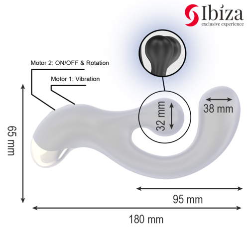 VIBRADOR PUNTO G Y ESTIMULADOR ROTATORIO - IBIZA