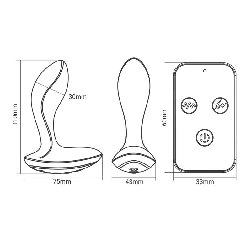MASAJEADOR PROSTÁTICO CON ELECTRO SHOCK Y VIBRACIÓN CON CONTROL REMOTO