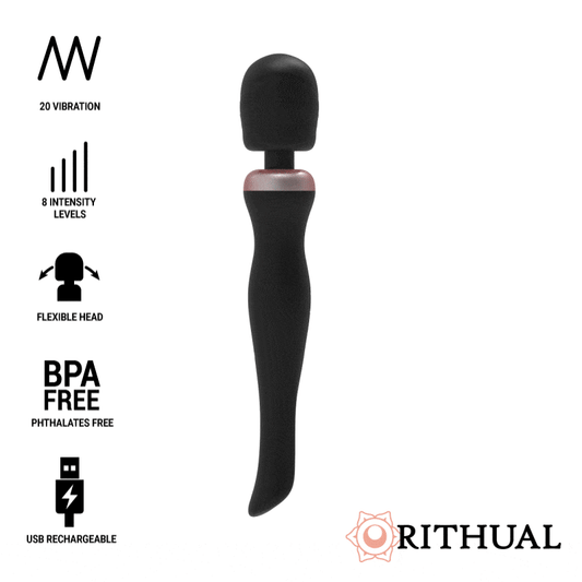 MASAJEADOR RITHUAL AKASHA WAND RECARGABLE POTENTE 2.0 NEGRO