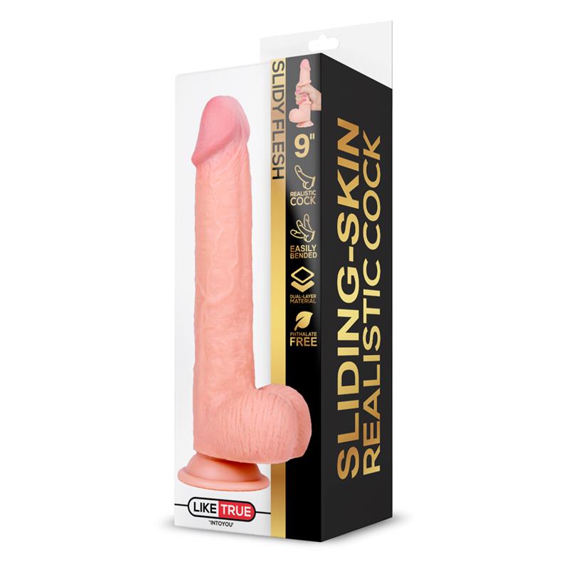DILDO REALISTA DUAL LAYER RETRÁCTIL Y ORIENTABLE 22,8 CM
