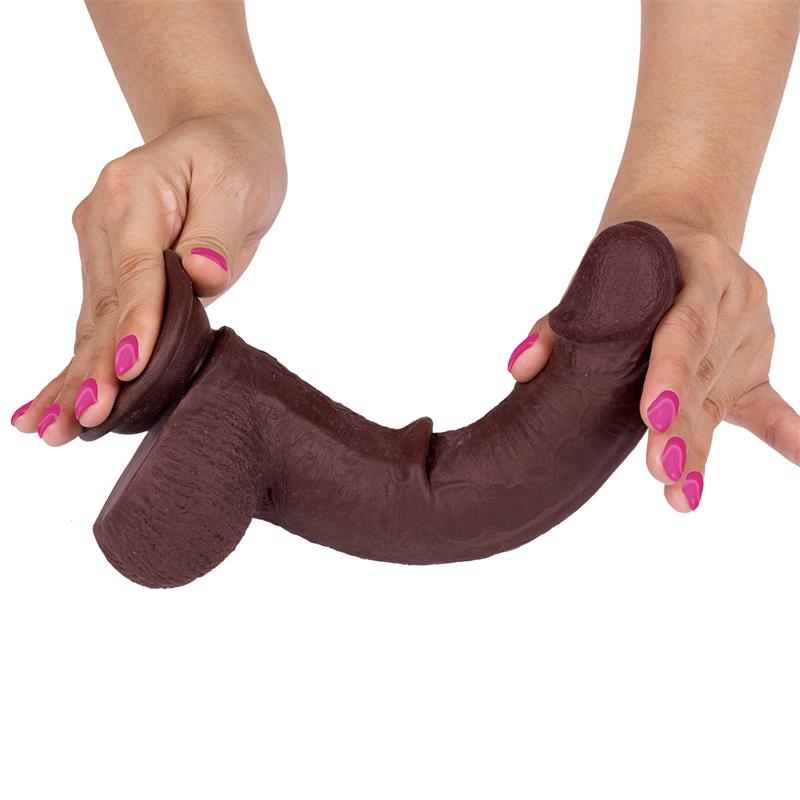 DILDO REALISTA NEGRO DUAL LAYER RETRÁCTIL Y ORIENTABLE 22.8 CM